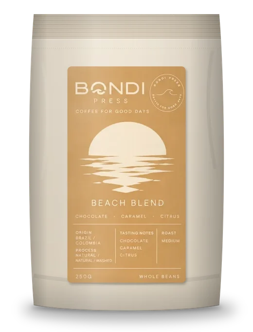 beach blend coffee bag