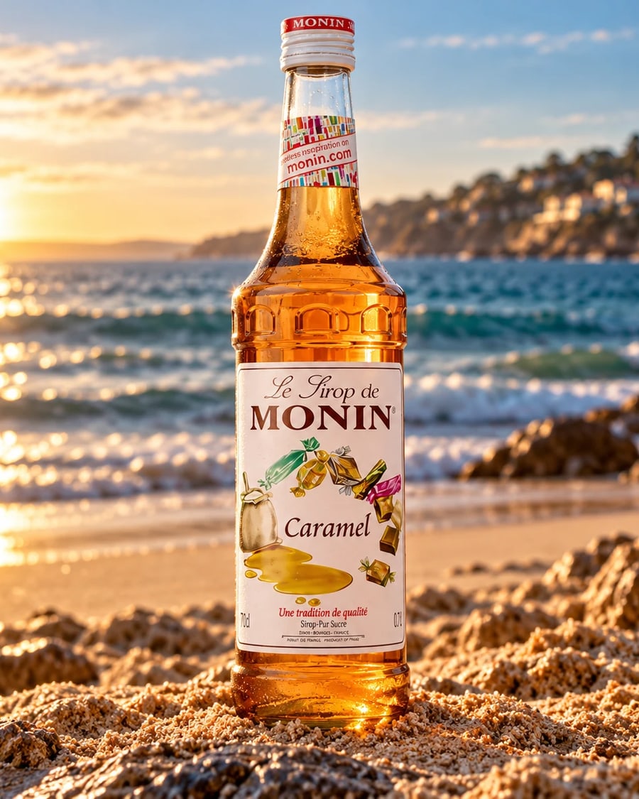 Monin Caramel Syrup, available from Bondi Press