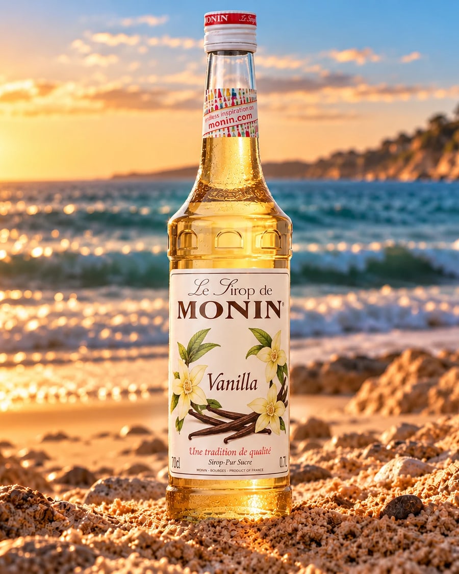 Monin Vanilla Syrup, available from Bondi Press